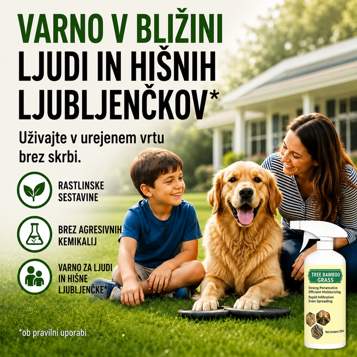 Hitrodelujoči naravni sprej proti plevelu in travi