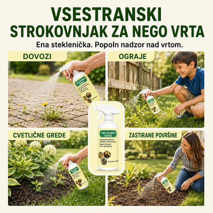 Hitrodelujoči naravni sprej proti plevelu in travi